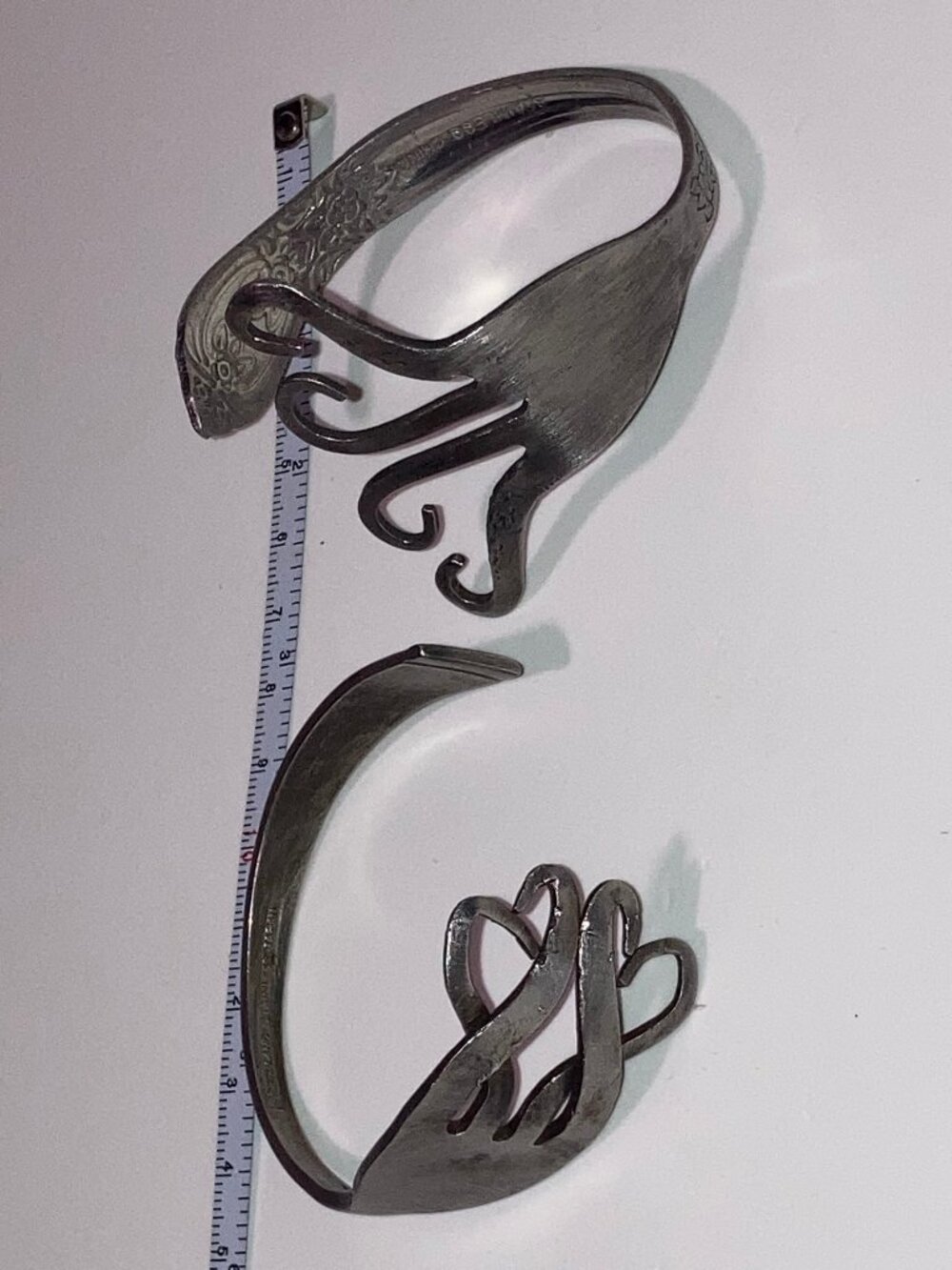 Pair Silverware Jewelry Fork Cuff Bracelets